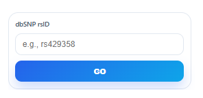 dbSNP rsID search box on the HGVD top page